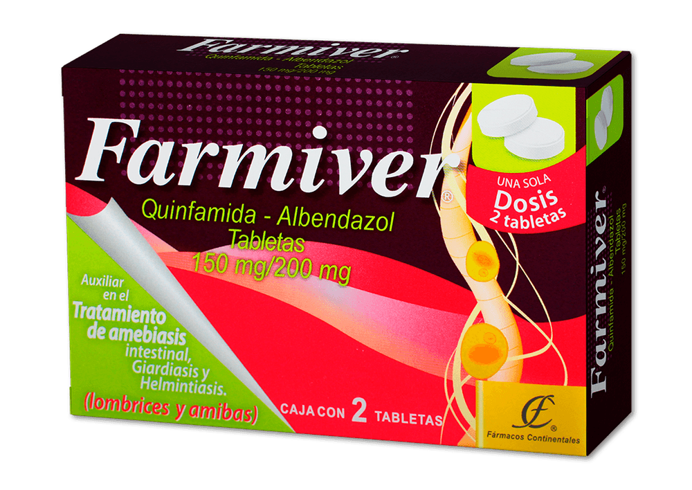 Albendazol 400 mg / Quinfamida 300 mg FARMIVER C/2 Tabs