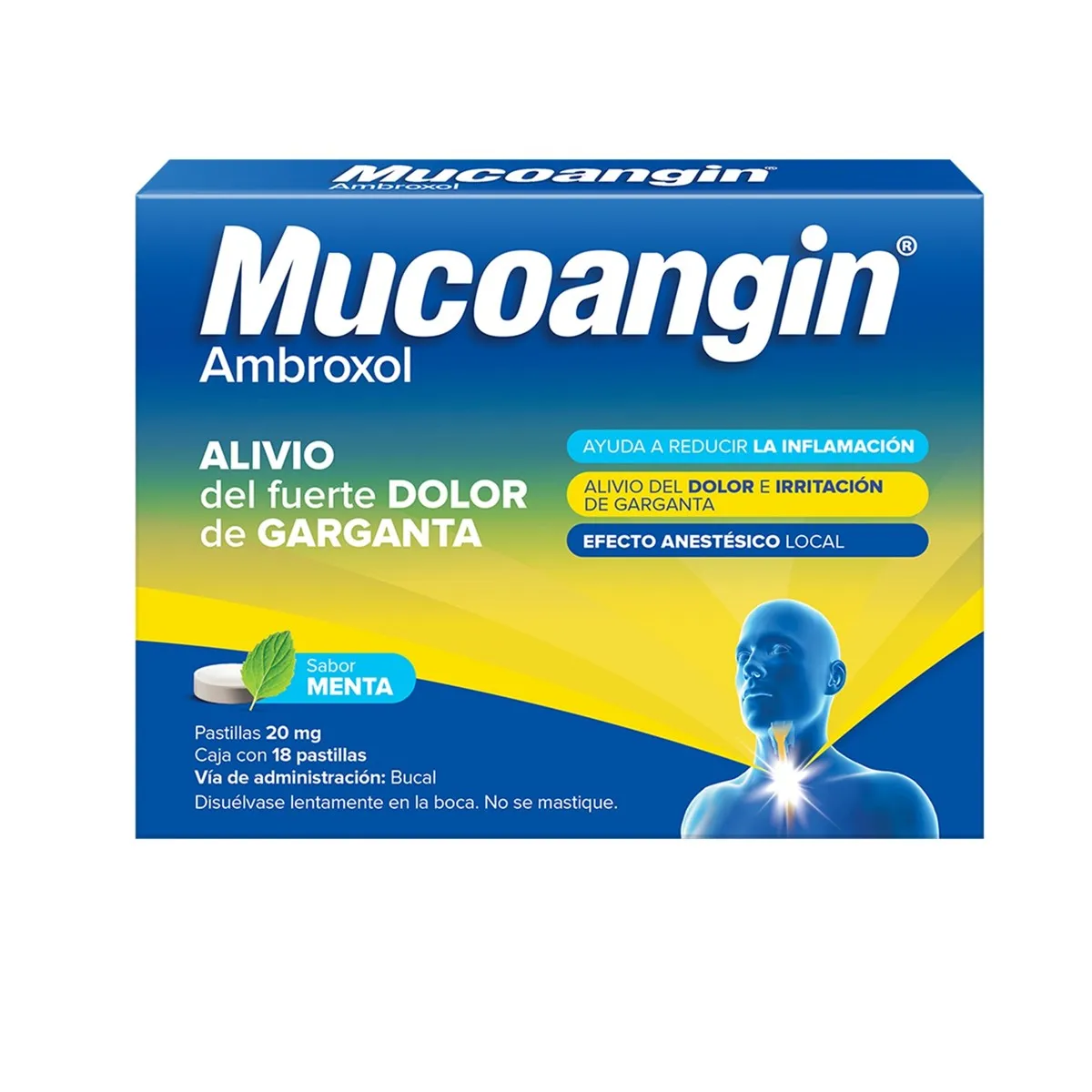 Ambroxol 20 mg MUCOANGIN menta C/18 past