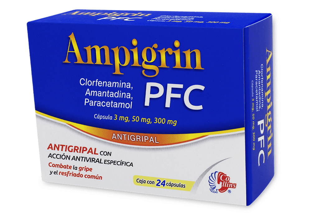 AMPIGRIN PFC C/24 Caps Clorfenamina 3mg Amantadina 50 mg Paracetamol 300 mg