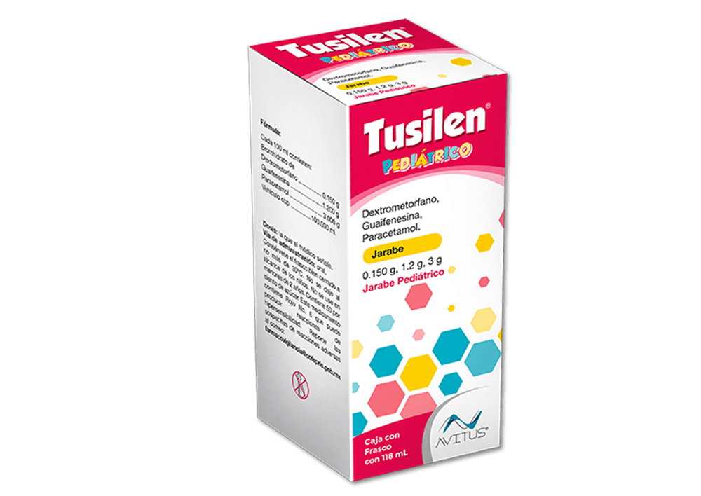 Dextrometorfano 0.15 g / Guafenesina 1.2 g / Paracetamol 3 g / 100 mL TUSILEN Pediátrico C/118 mL