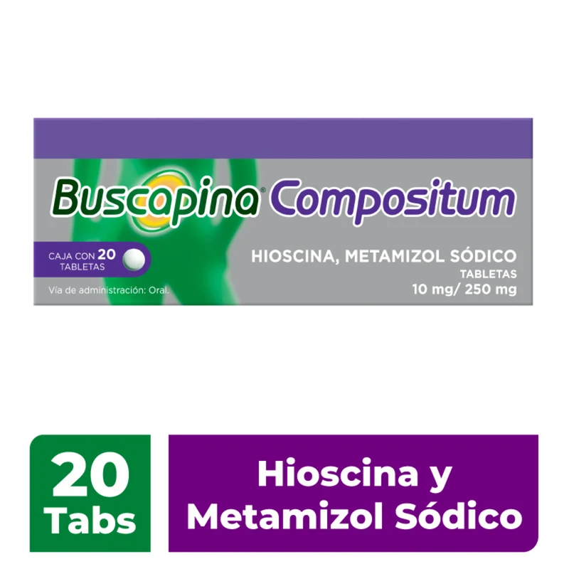 Metamizol 250 mg / Butilhioscina 10 mg BUSCAPINA Compuesta C/20 Tabs