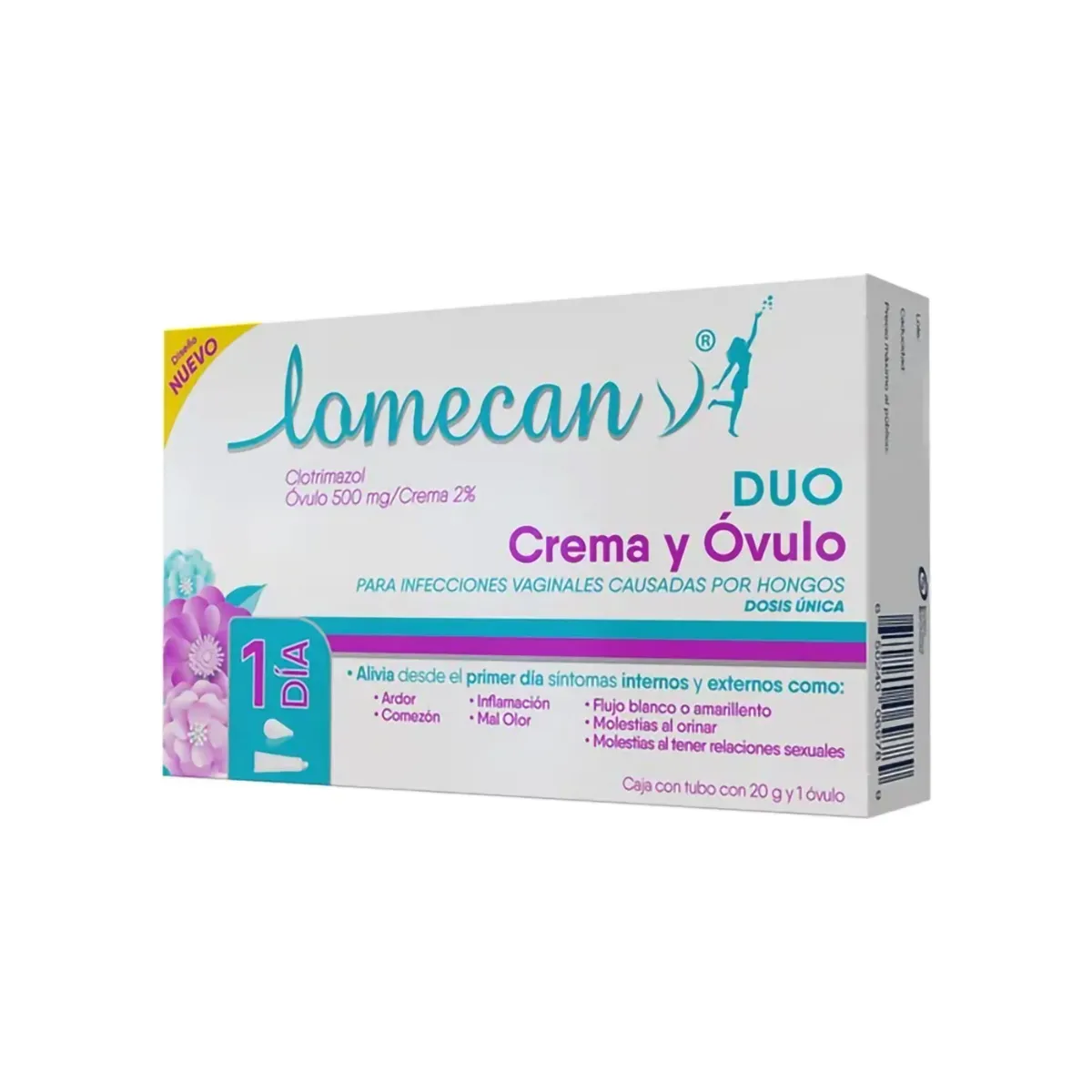 Clotrimazol 2% LOMECAN DUO Crema y óvulos C/1 óvulos, crema y aplicador