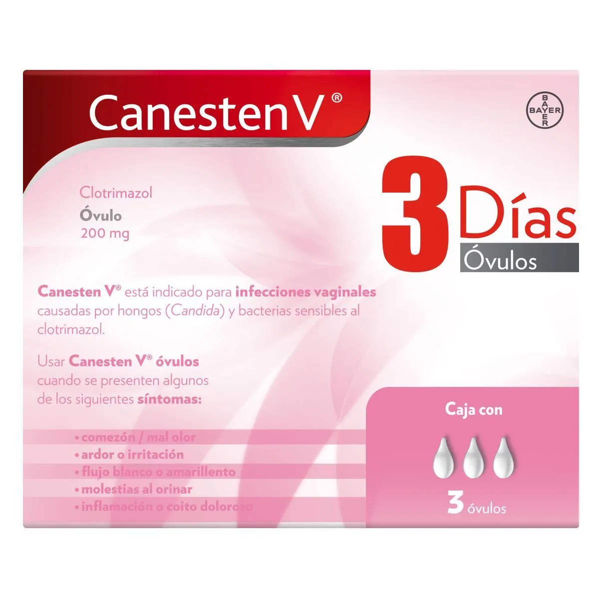 Clotrimazol 200 mg CANESTEN V C/3 óvulos