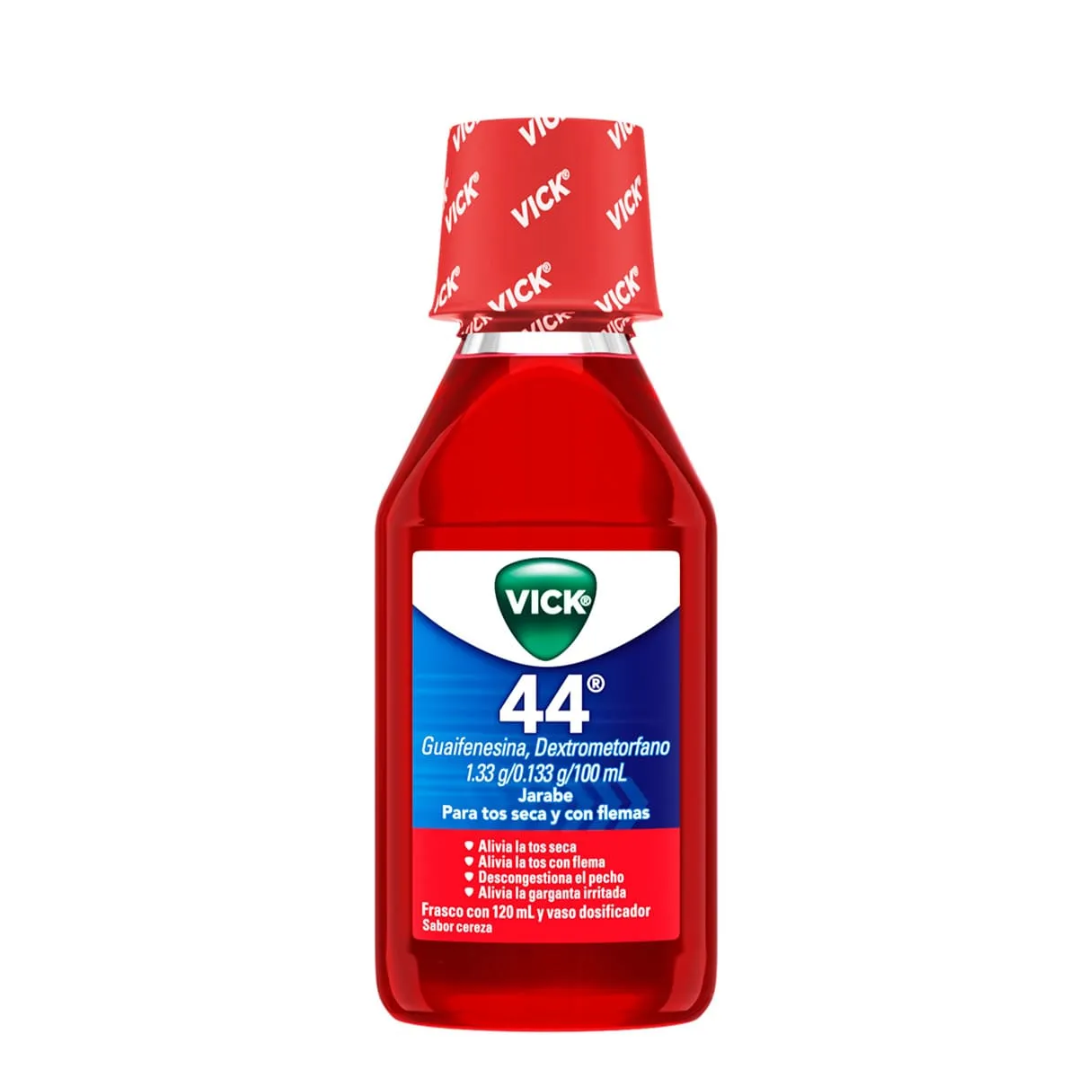 Guaifenesina Dextrometorfano VICK 44 Jarabe de Cereza C/120 mL