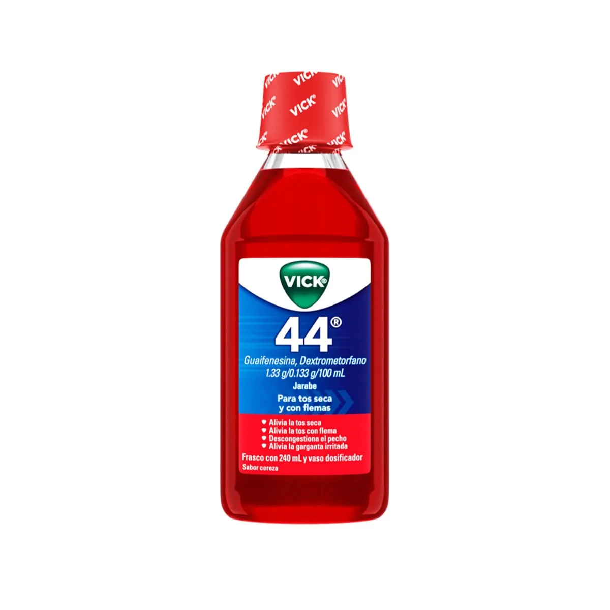 Guaifenesina Dextrometorfano VICK 44 Jarabe Cereza C/240 mL