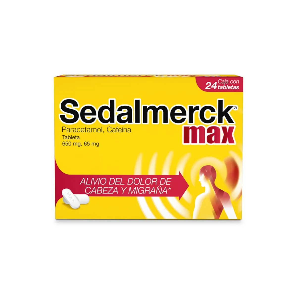 Paracetamol 650 mg / Cafeina 65 mg SEDALMERCK MAX C/24 Tabs
