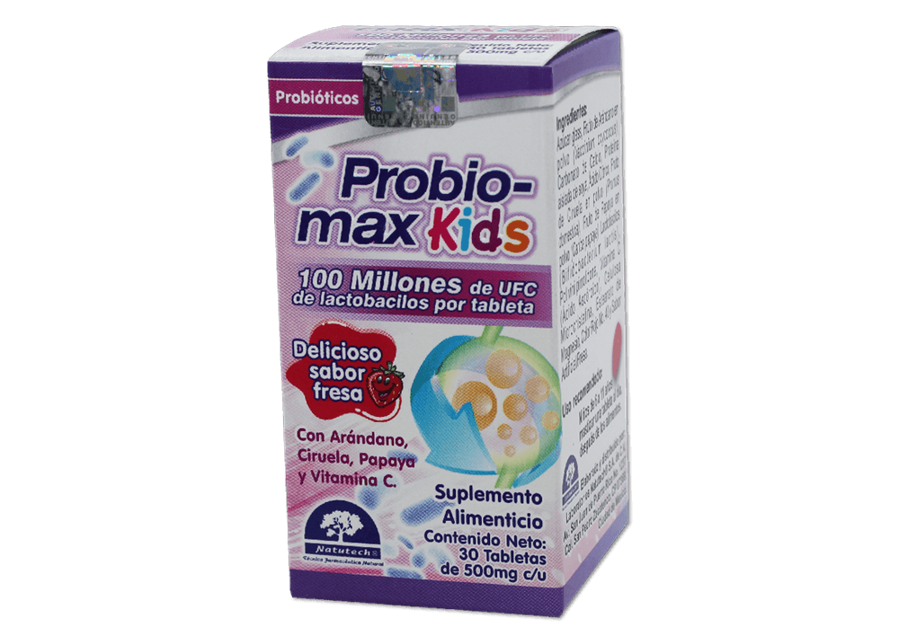Probiomax Kids (Lactobacilos, Soya, Calcio, Ciruela, Papaya) C/30 Tabs