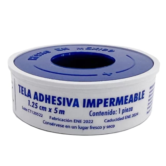 Tela Adhesiva impermeable QUIRMEX de 1.25 cm X 5 m C/1 Rollo