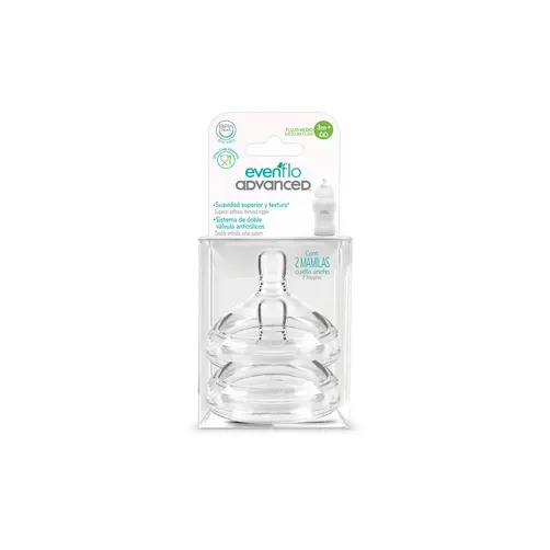 Mamila cuello ancho flujo lento evenflo bold 2 Pack