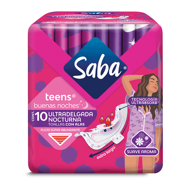 Toalla Femenina Saba Teens Buenas Noches C/10 pzas