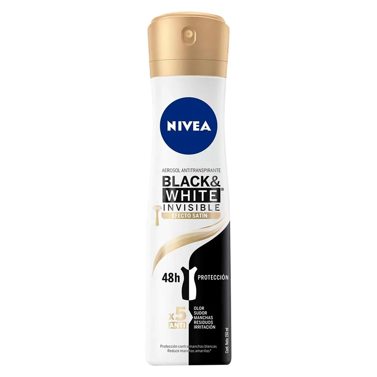 Antitranspirante en Aerosol Nivea Invisible For Black & White Efecto Satín C/150 mL