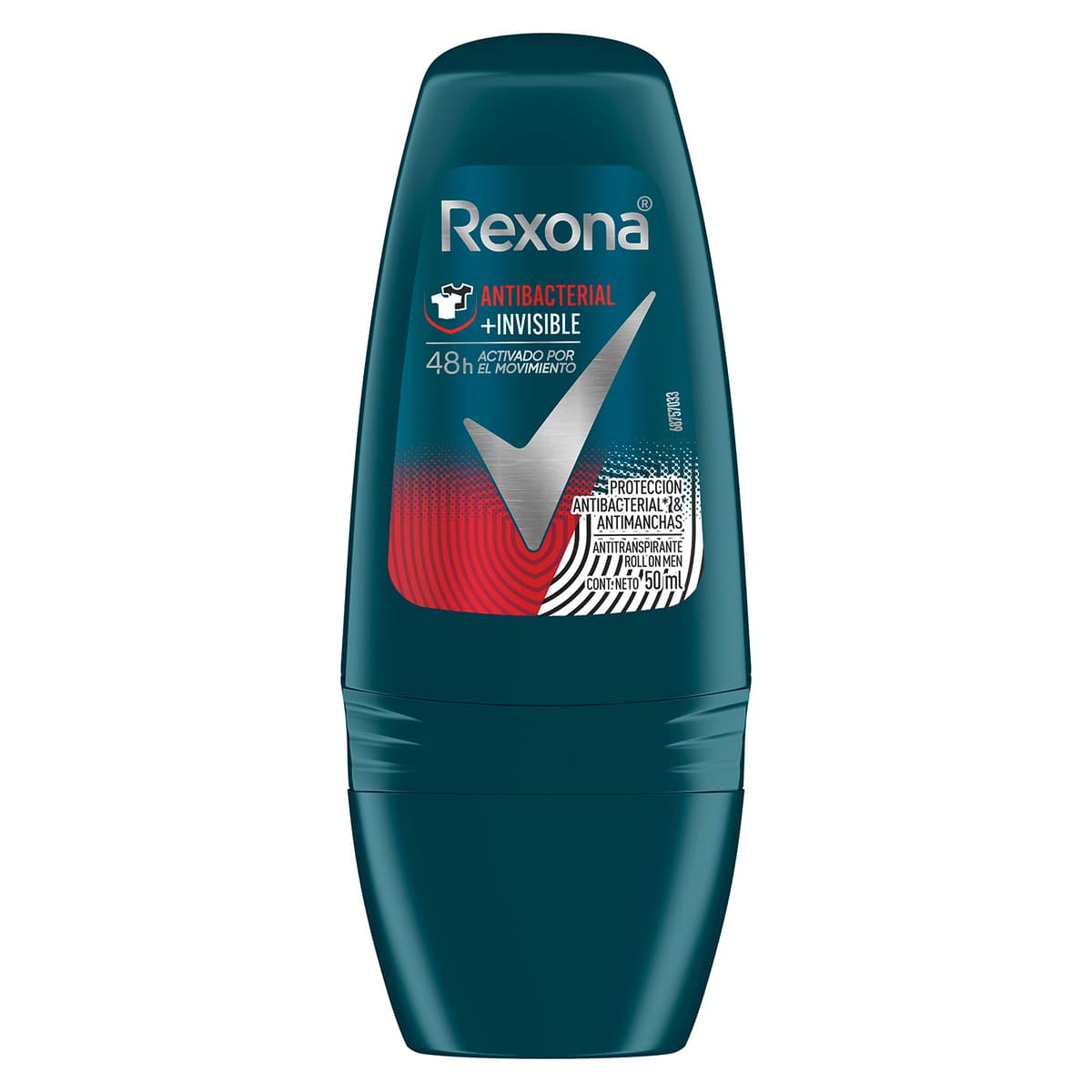 Antitranspirante Roll-On Rexona Men Antibacterial Invisible C/50 mL