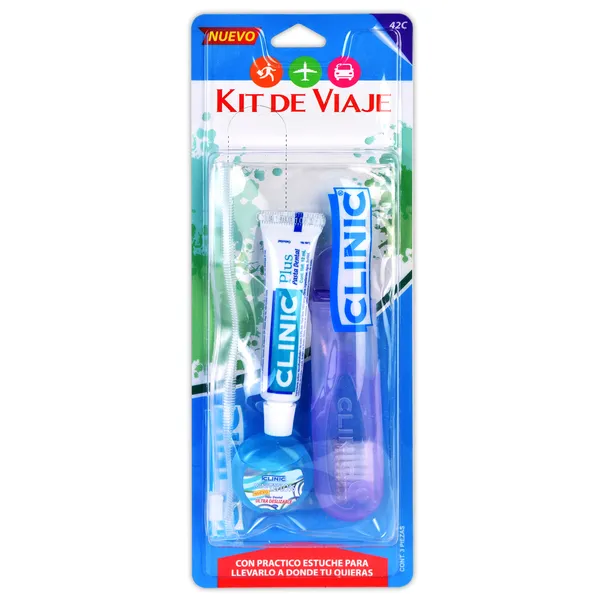 Kit De Viaje Cepillo Pasta e Hilo Dental CLINIC