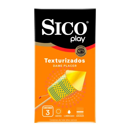 Condón Sico Play Texturizados C/3 pzas.