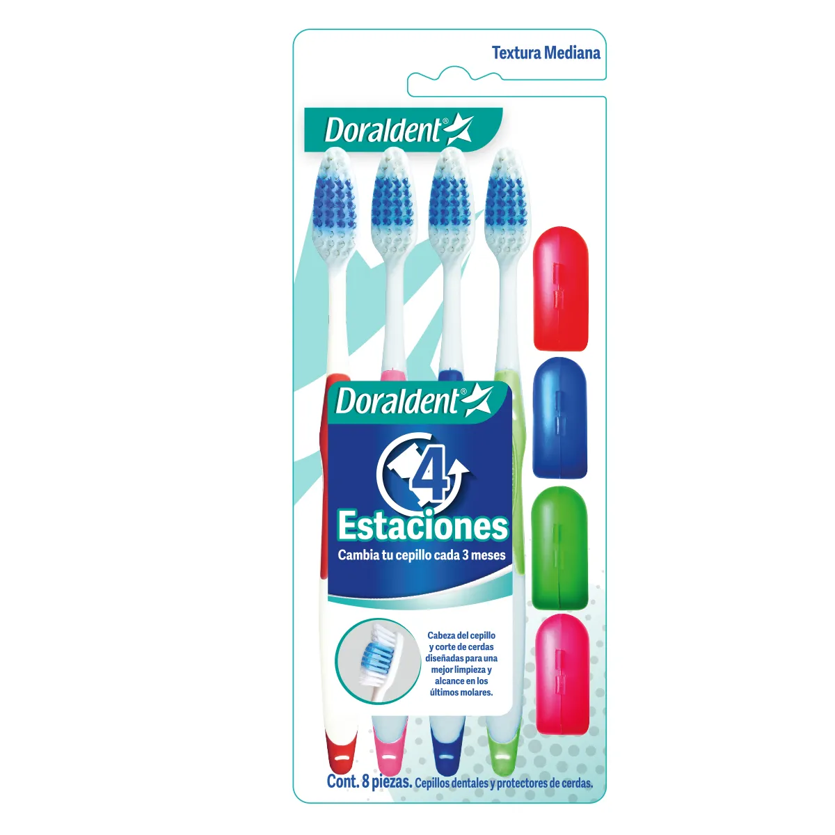 Cepillo Dental Doraldent Mediana + Protector C/4 pzas