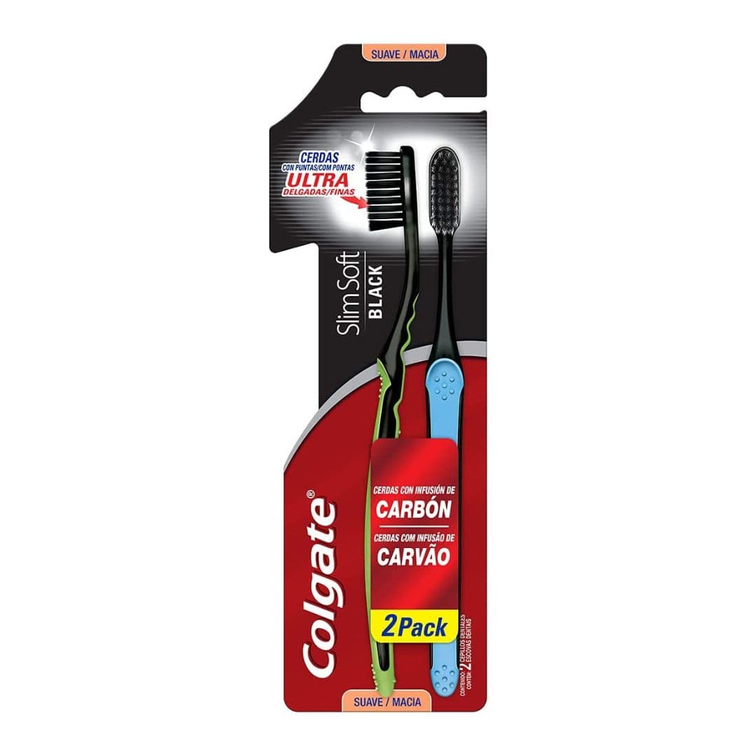 Cepillo Dental Colagate Slim soft Carbon C/2 pzas