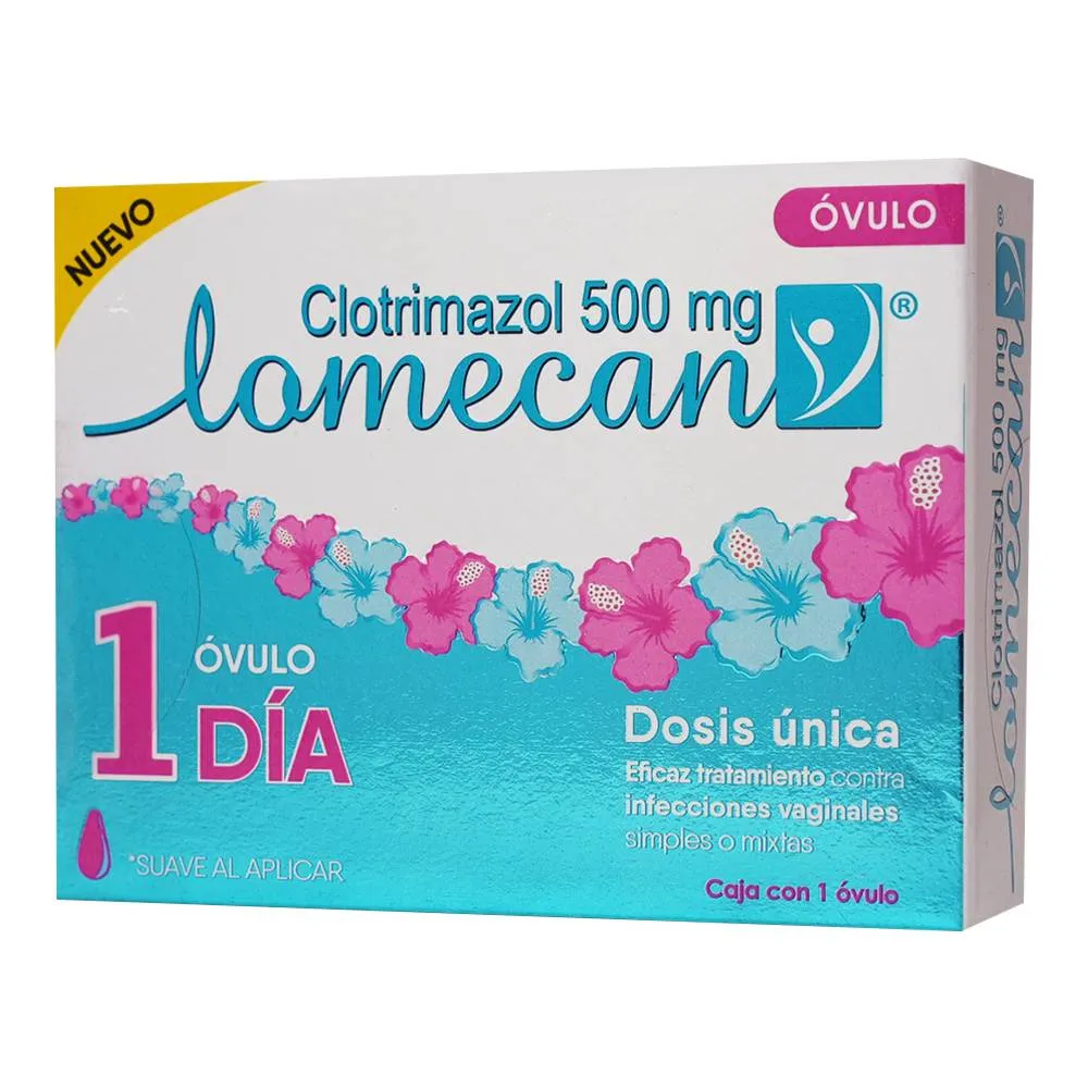 Clotrimazol 500 mg LOMECAN 1 Día Ovulos C/1 óvulos
