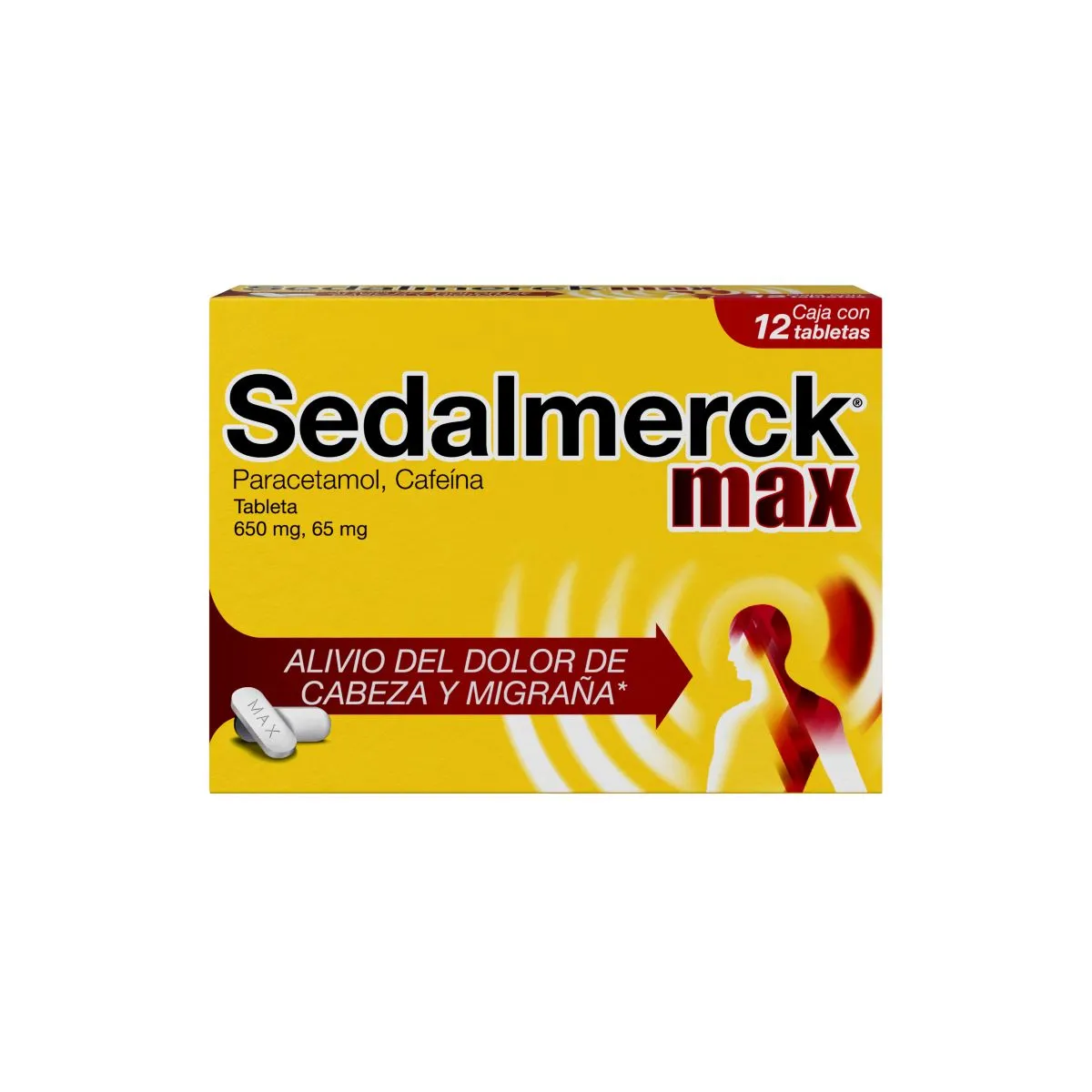 Paracetamol 650 mg / Cafeina 65 mg SEDALMERCK MAX C/12 Tabs