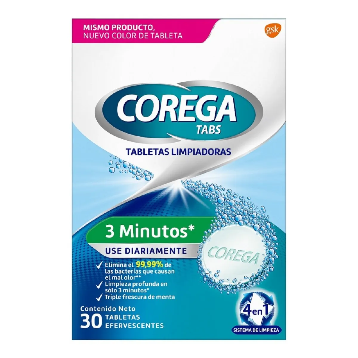 Corega Limpiador Dental Sin sabor C/30 Tabs