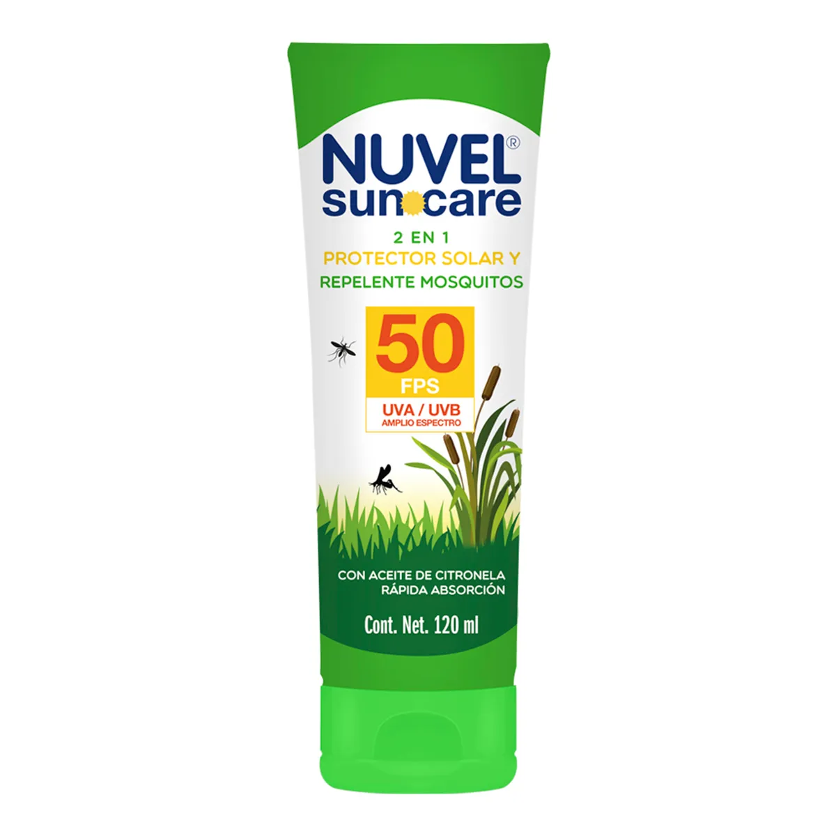 Protector solar y Repelente de mosquitos NUVEL SUNCARE C/120 mL