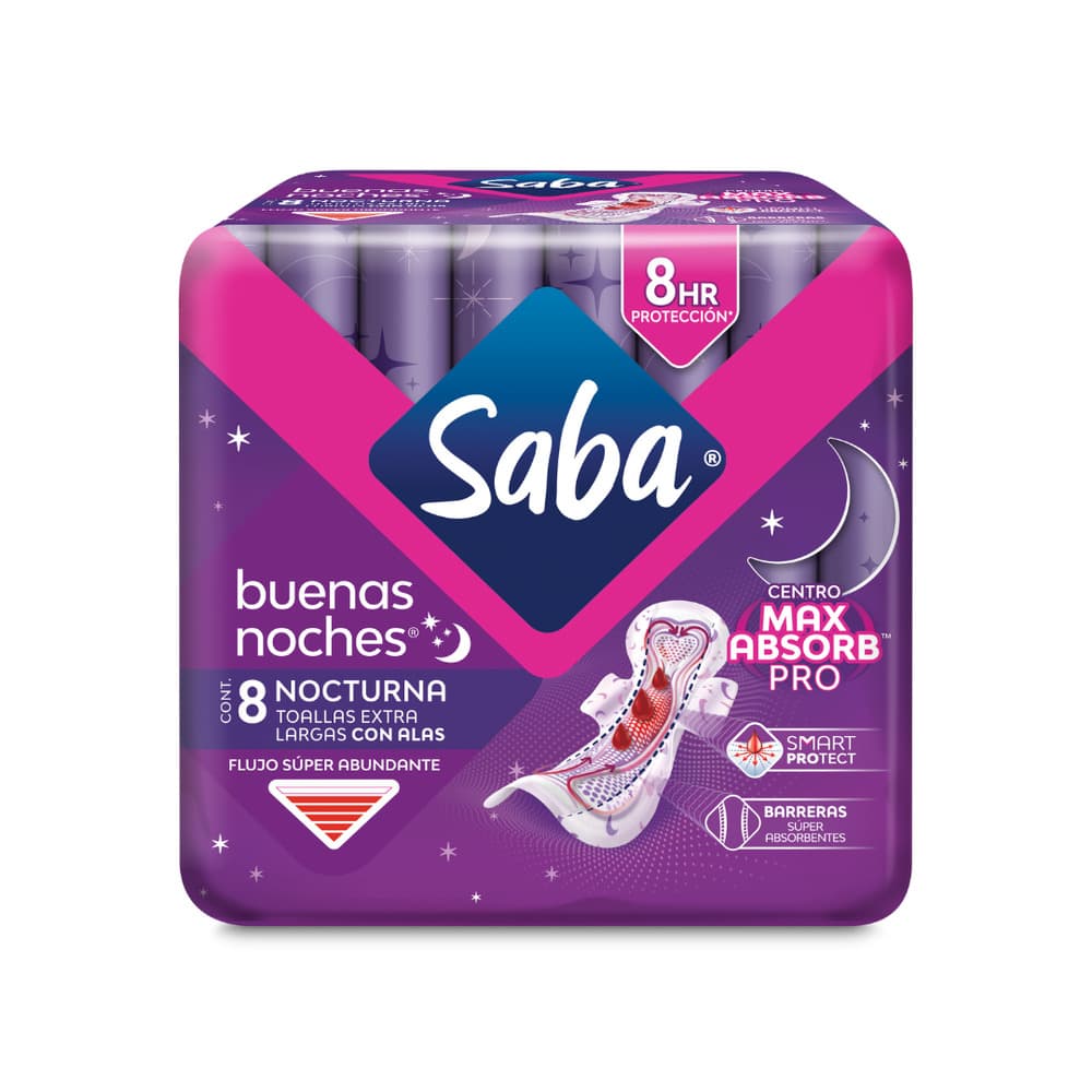Toalla Femenina SABA Buenas Noches Con alas C/8 PZAS