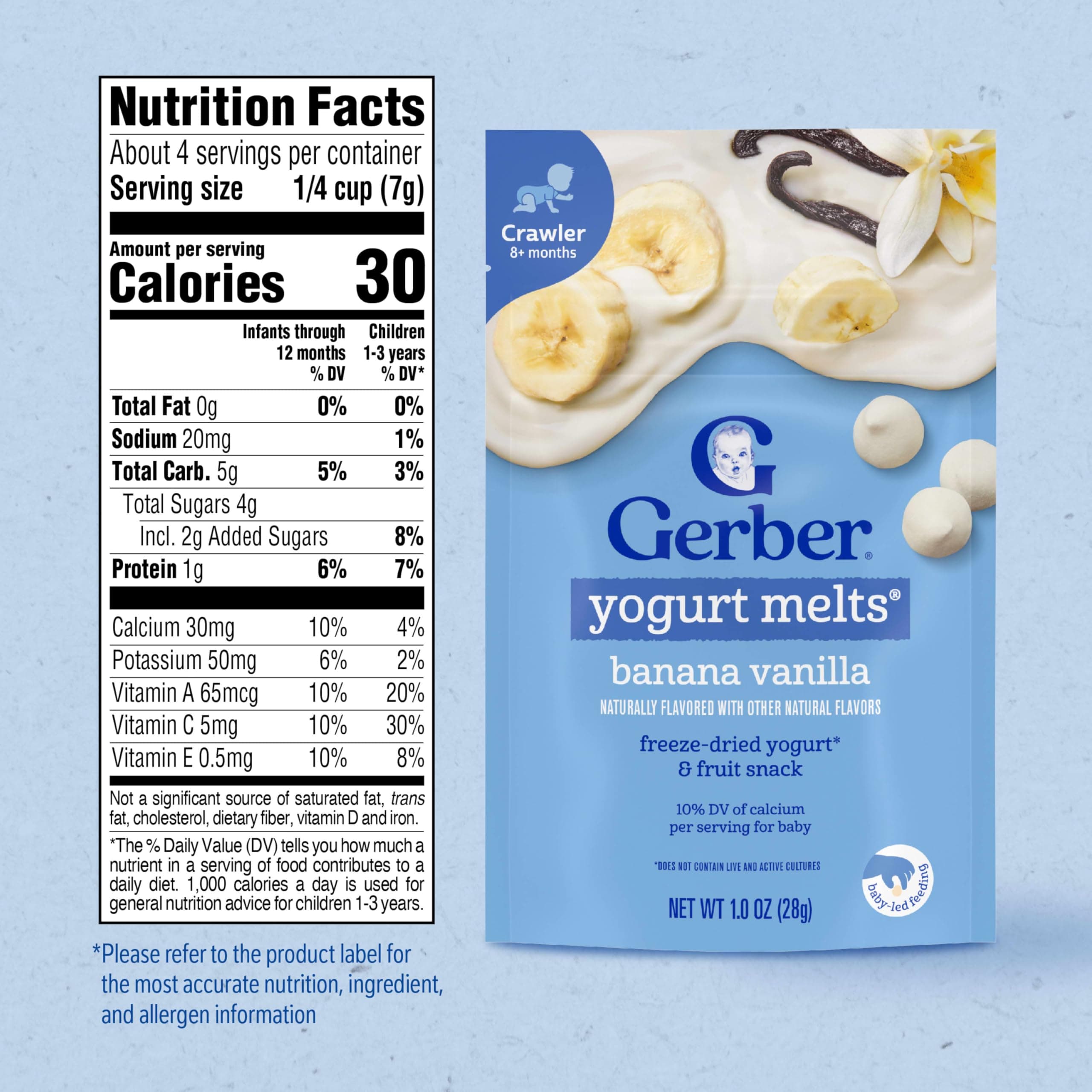 Alimento Infantil Snack Yogurt Platano Gerber A Partir De Los 8 Meses 28 grs