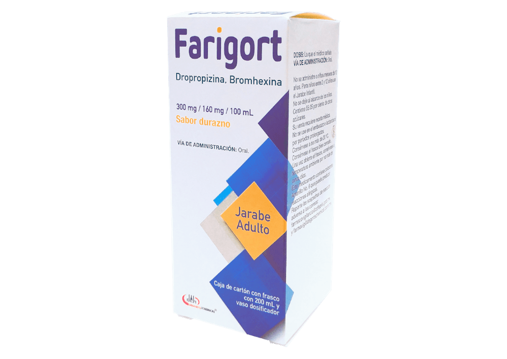 Dropropizina 300 mg / Bromhexina 160 mg / 100 mL FARIGORT adulto C/200 mL