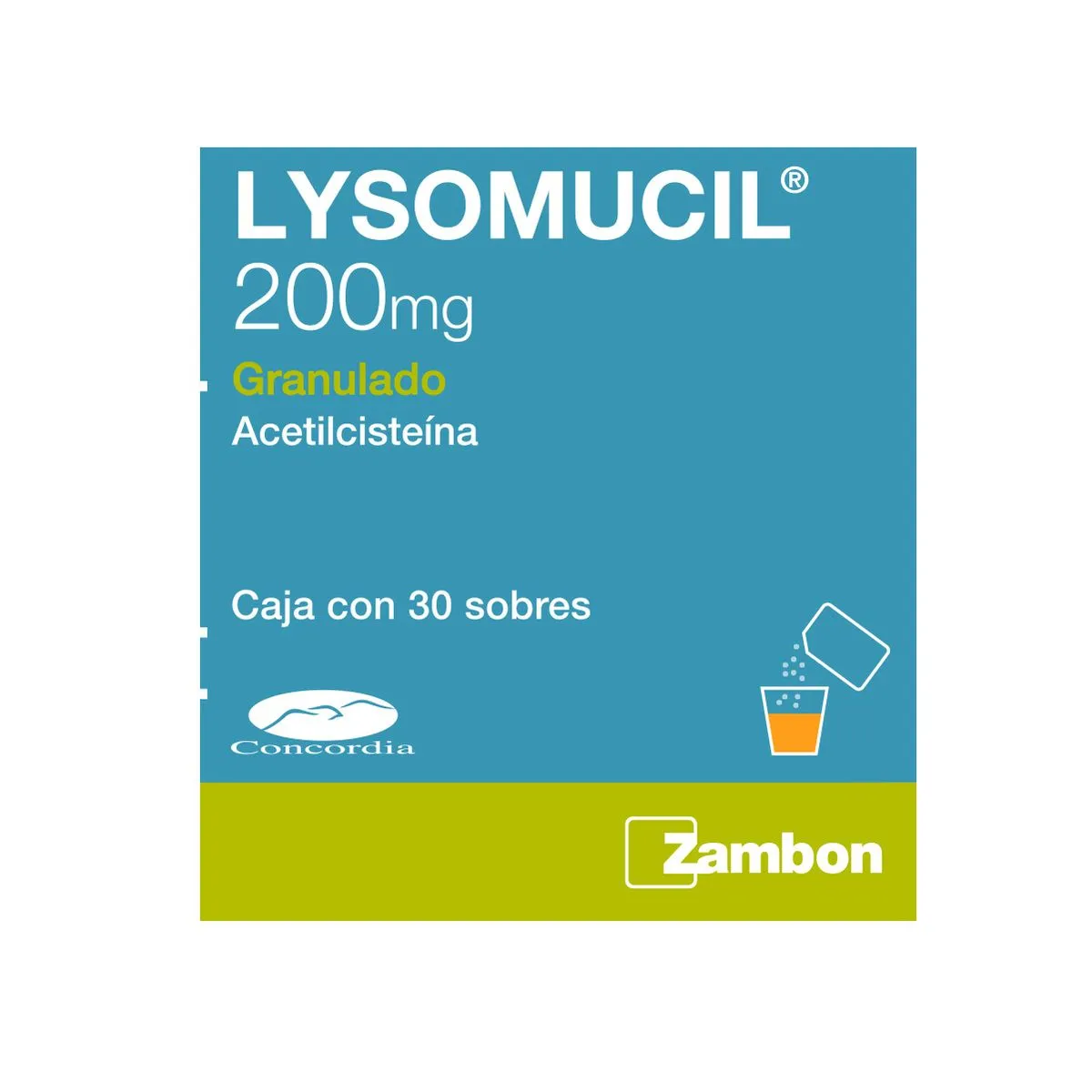 Acetilcisteina 200 mg LYSOMUCIL granulado C/30 Sobres