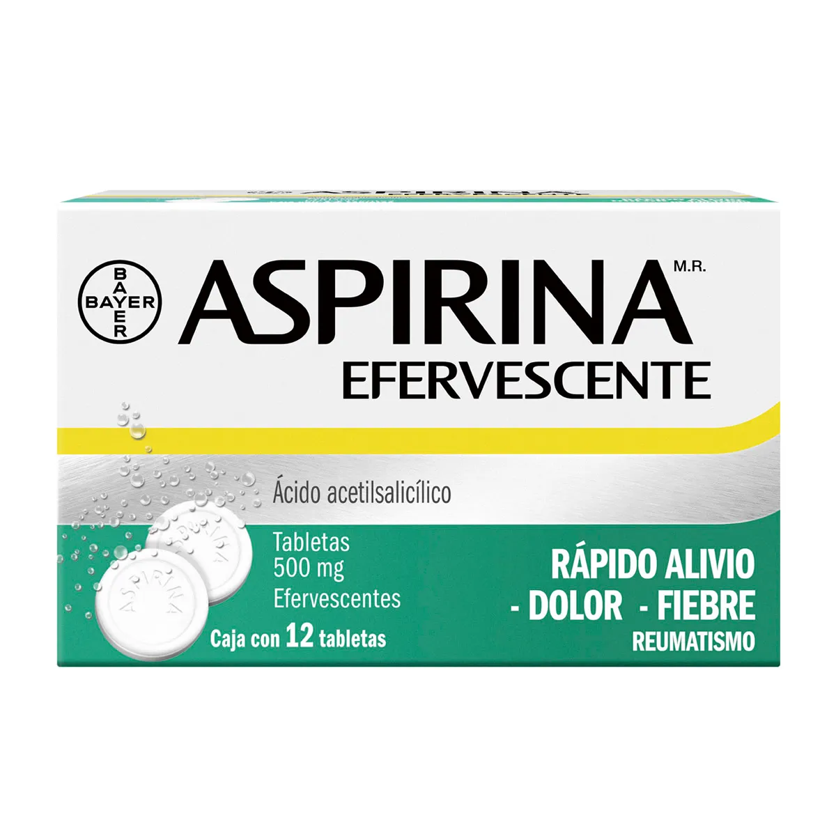 Acetilsalicílico Acido 500 mg ASPIRINA EFERVESCENTE C/12 Tabs