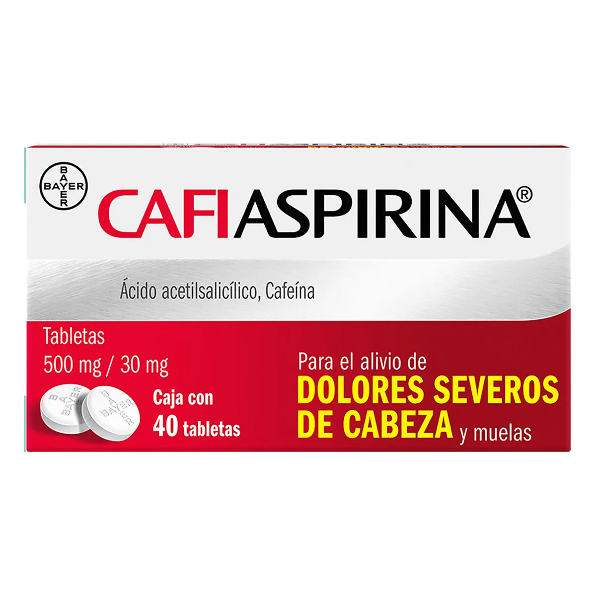 Acetilsalicílico Acido 500 mg / Cafeína 30 mg CAFIASPIRINA C/40 Tabs
