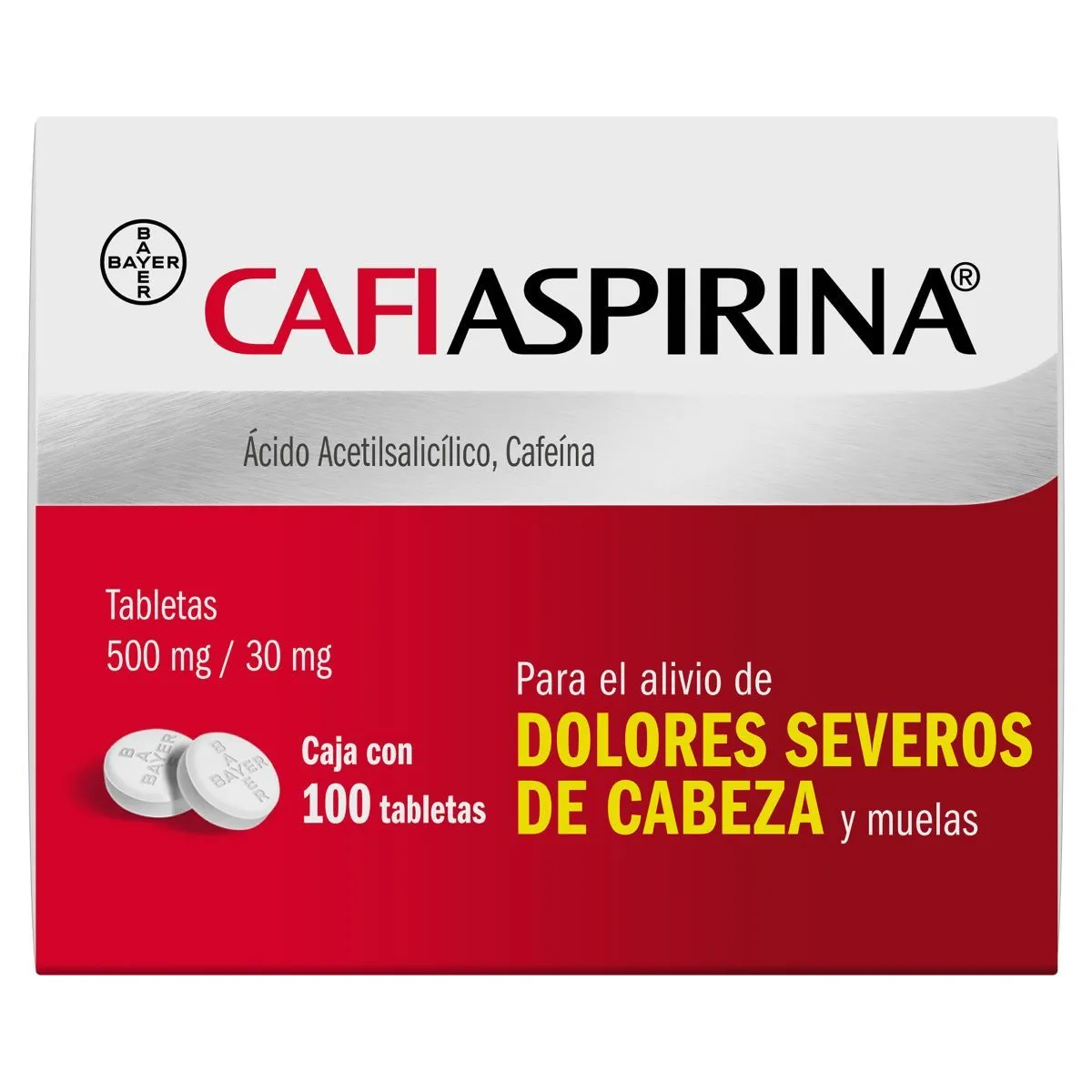 Acetilsalicílico Acido 500 mg / Cafeína 30 mg CAFIASPIRINA C/100 Tabs