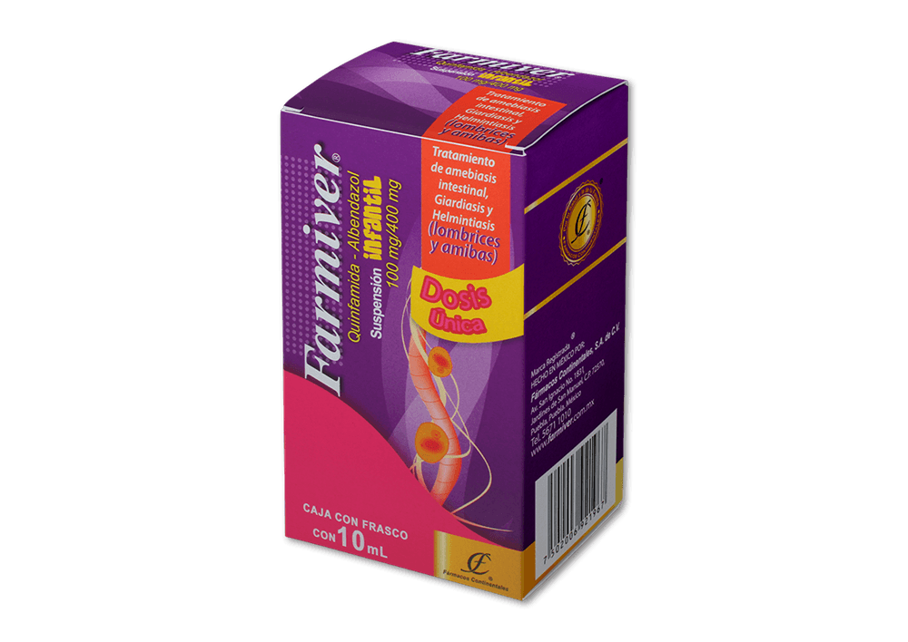 Albendazol 400 mg / Quinfamida 100 mg / 10 mL FARMIVER Infantil C/1 Frasco