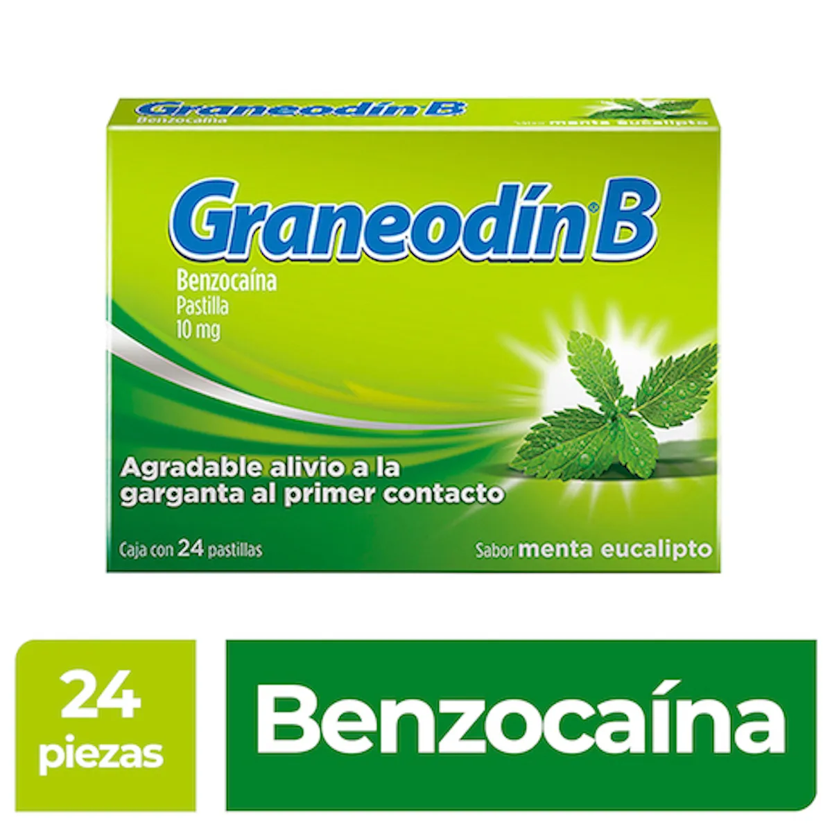 Benzocaina 10 mg GRANEODIN B Menta-Eucalipto C/24 past