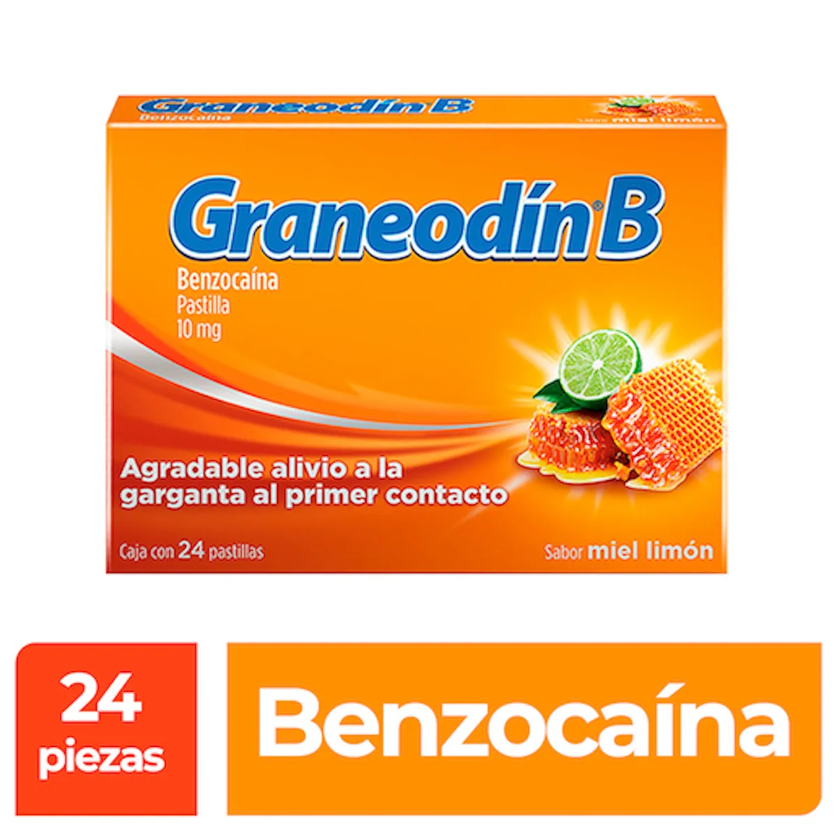 Benzocaina 10 mg GRANEODIN B Miel-Limon C/24 Past