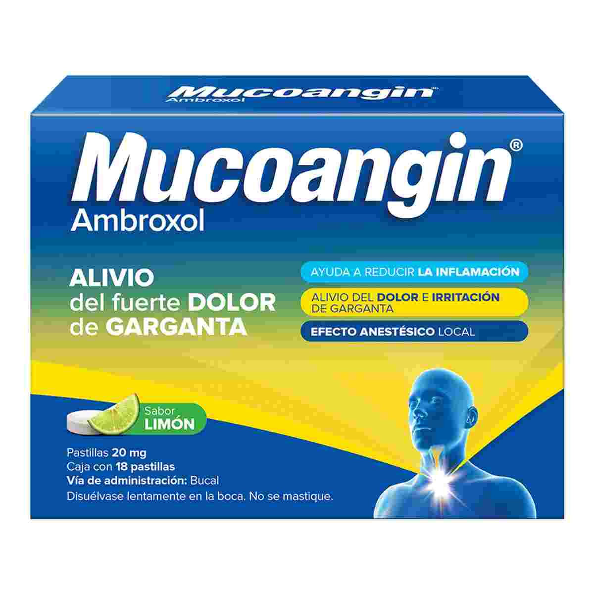 Ambroxol 20 mg MUCOANGIN Limon C/18 past