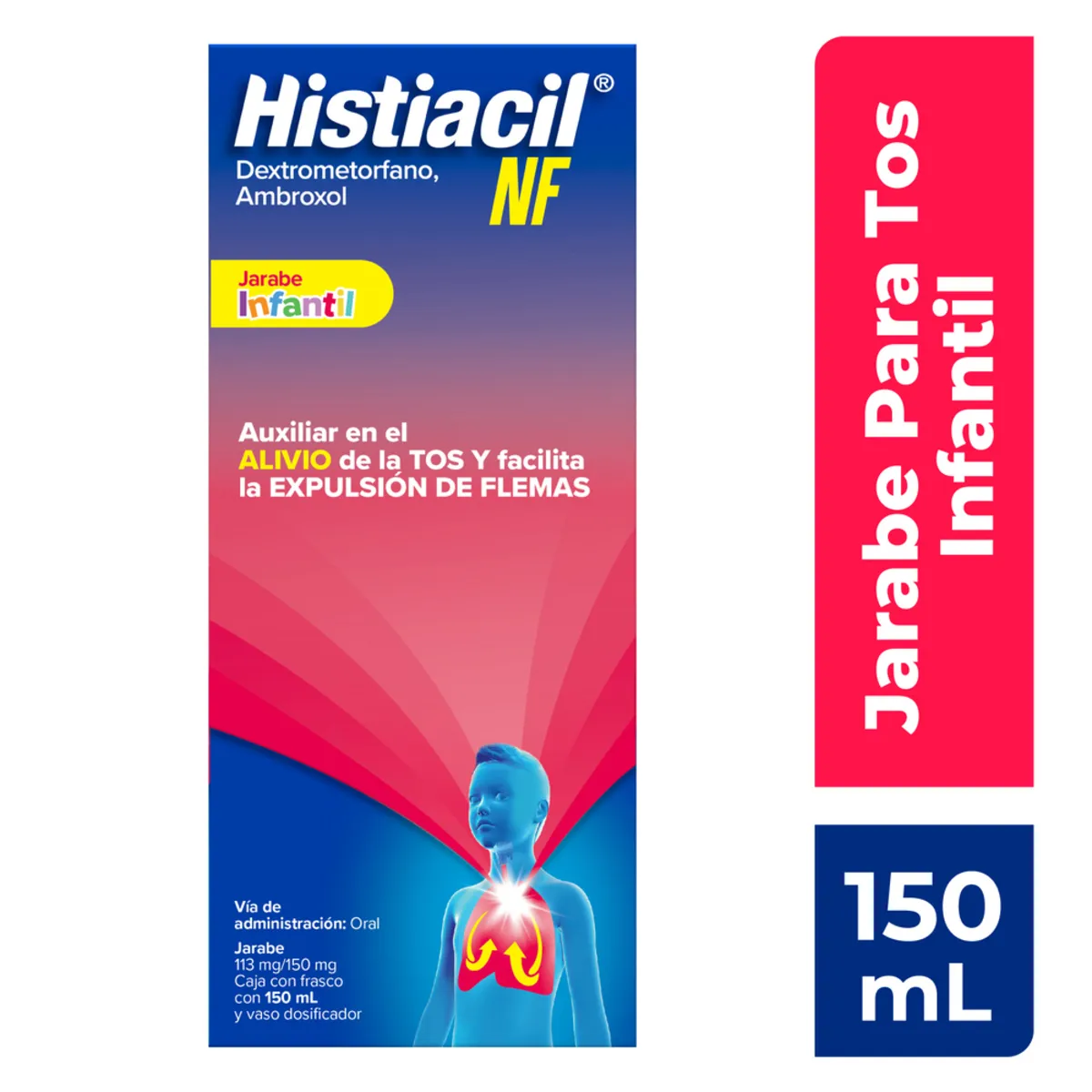 Ambroxol 150 mg / Dextrometorfano 113 mg HISTIACIL NF Infantil C/150 mL
