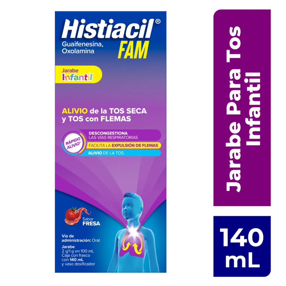 Guaifenesina 2 g / Oxolamina 1 g / 100 mL HISTIACIL FAM Infantil