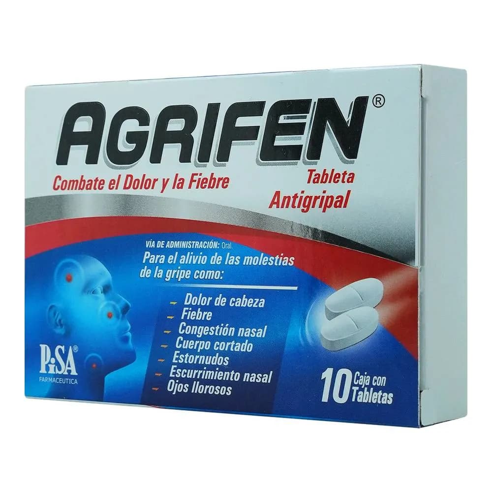 Clorfenamina 4 mg / Fenilefrina 5 mg / Paracetamol 500 mg / Cafeina 25 mg AGRIFEN C/10 Tabs