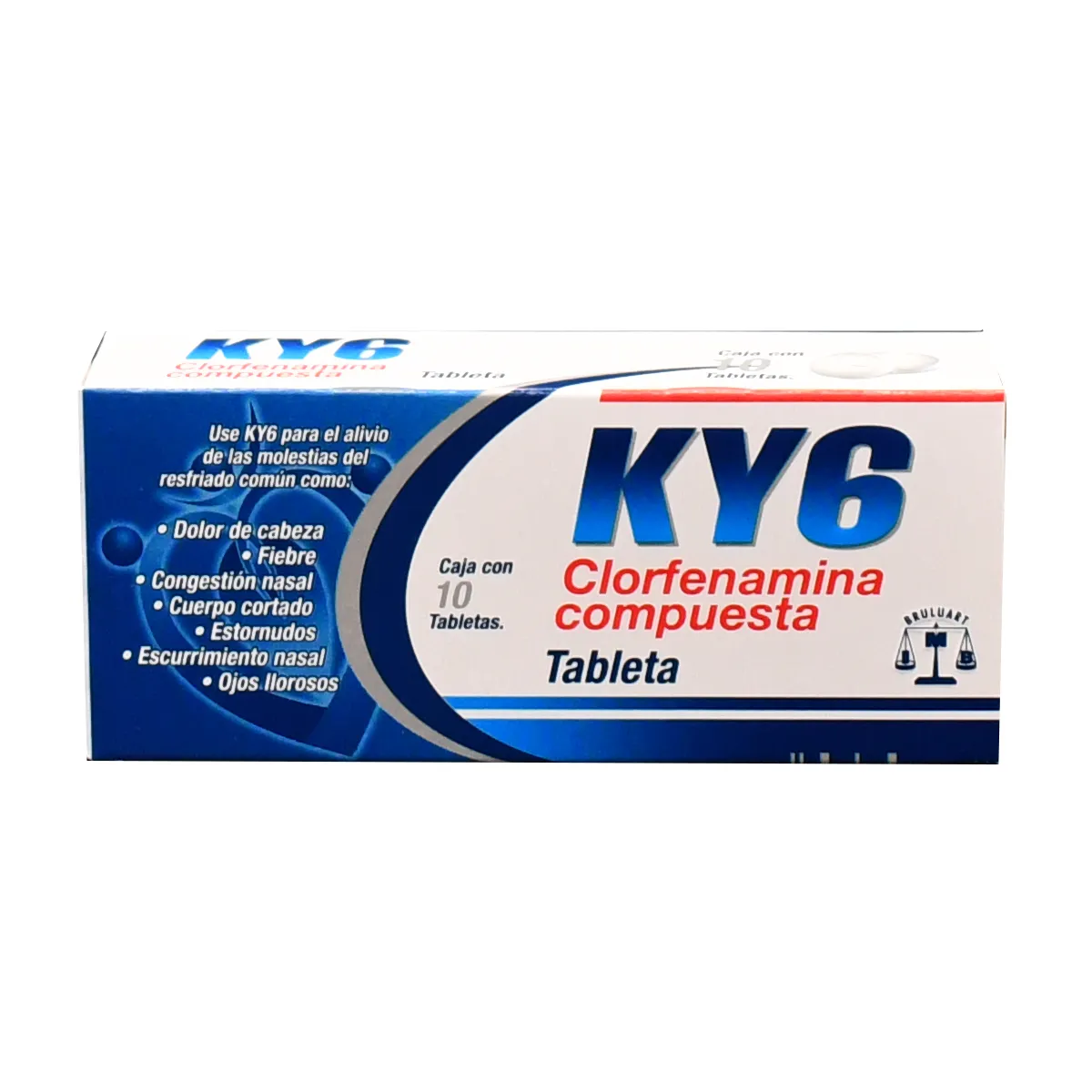 Clorfenamina 4 mg / Fenilefrina 5 mg / Paracetamol 500 mg / Cafeina 25 mg KY6 C/10 Tabs