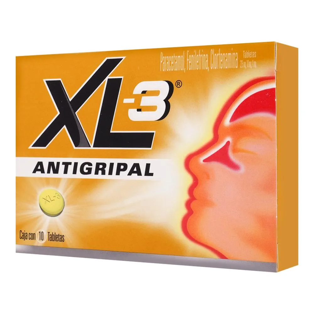 Clorfenamina 4 mg / Fenilefrina 10 mg / Paracetamol 325 mg XL-3 RESFRIADO COMUN C/10 Tabs