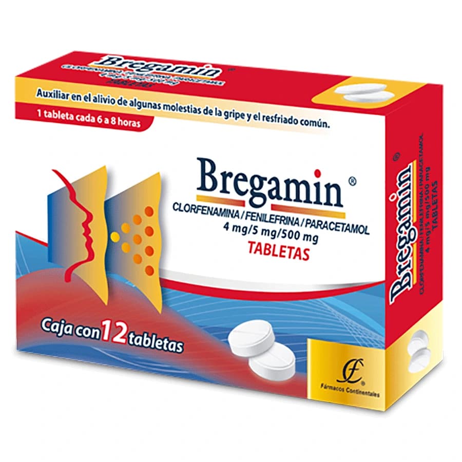 Clorfenamina 4 mg / Fenilefrina 5 mg / Paracetamol 500 mg BREGAMIN C/12 Tabs