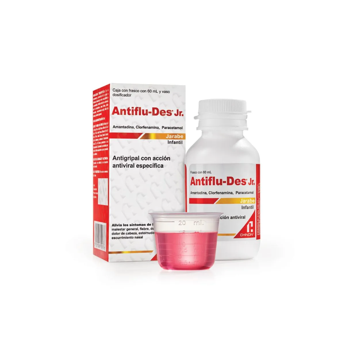 Clorfenamina 0.02 g / Amantadina 0.5 g / Paracetamol 3 g / 100 mL ANTIFLUDES JR C/60 mL