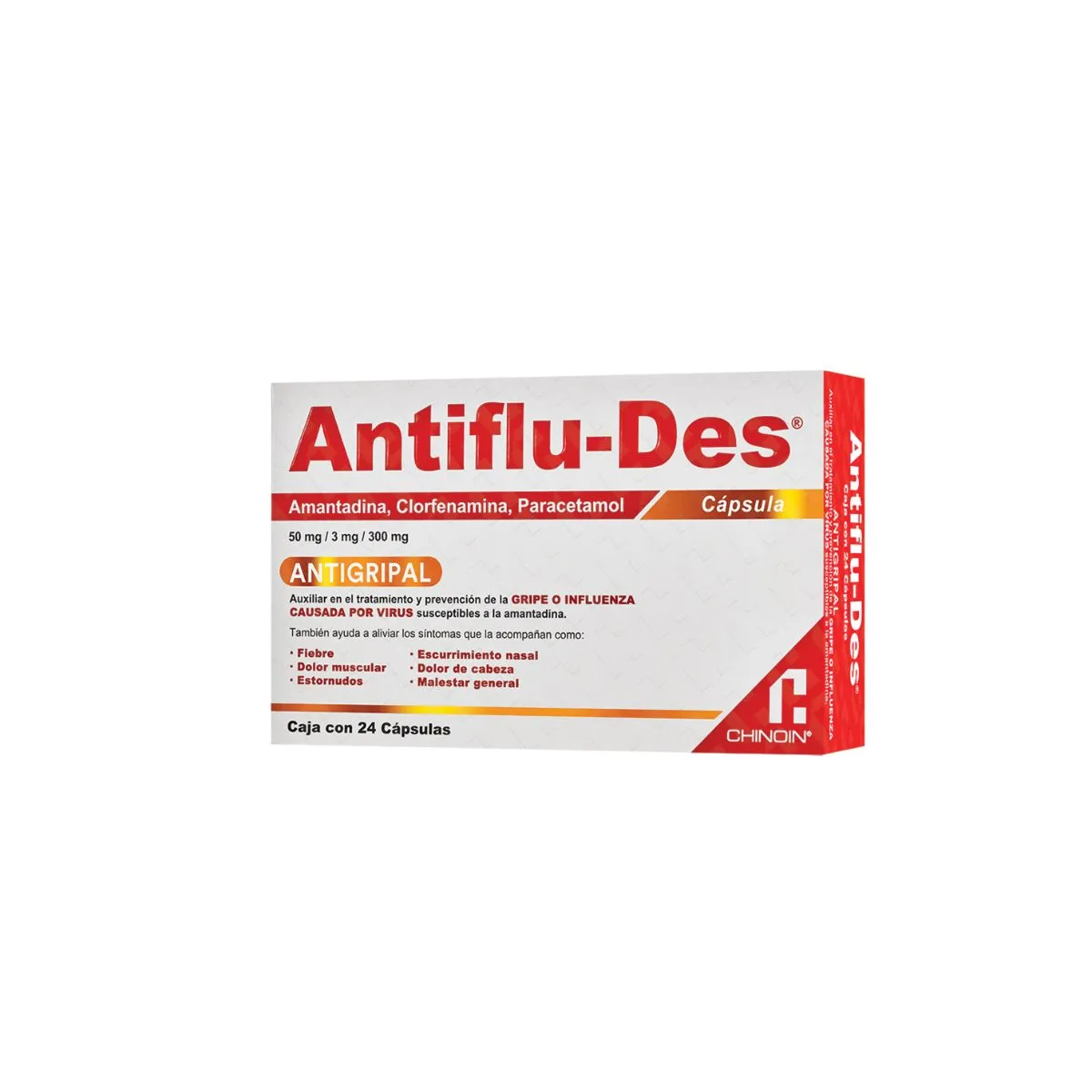 Clorfenamina 3 mg / Amantadina 50 mg / Paracetamol 300 mg ANTIFLUDES C/24 Caps