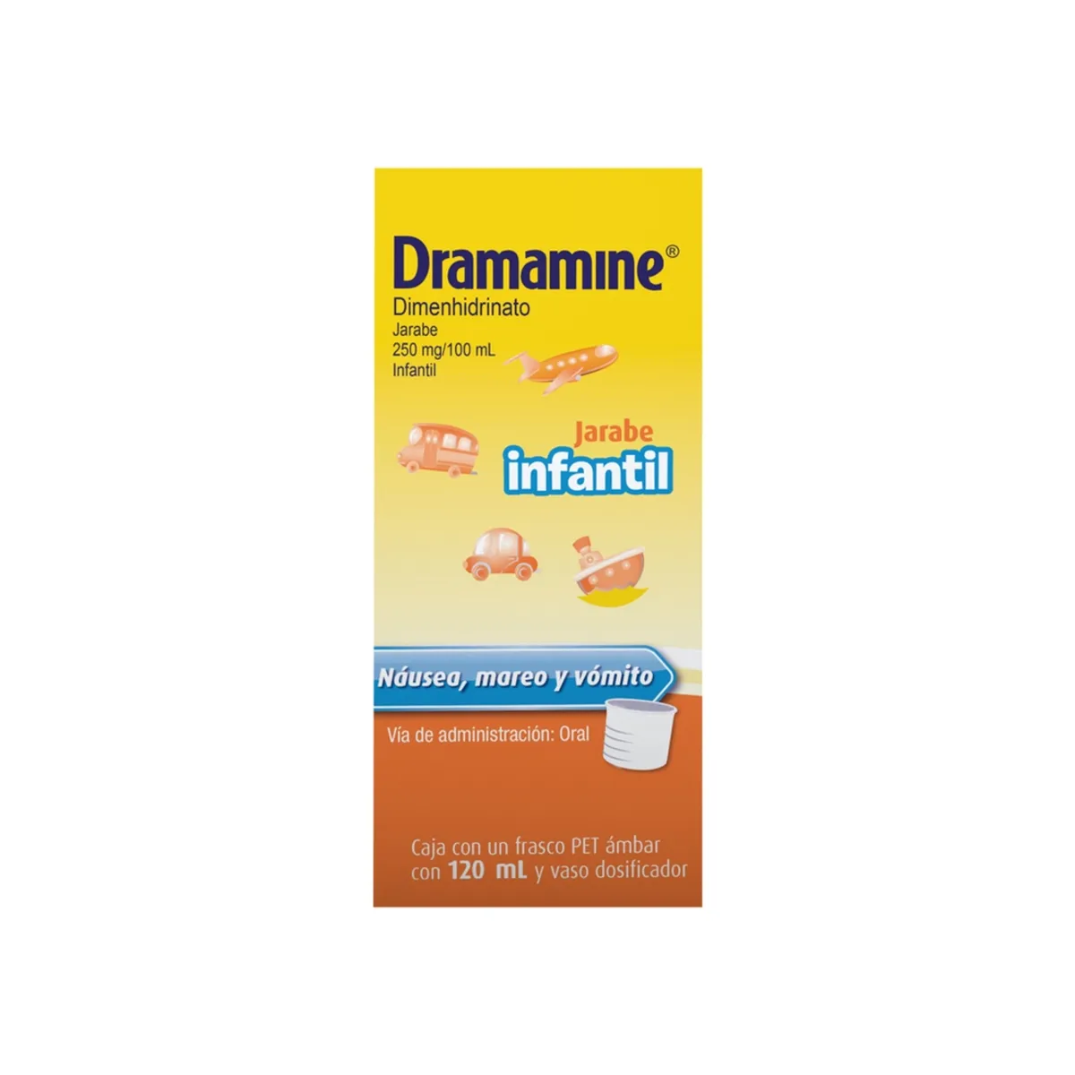 Dimenhidrinato 250 mg / 100 mL DRAMAMINE Infantil C/120 mL