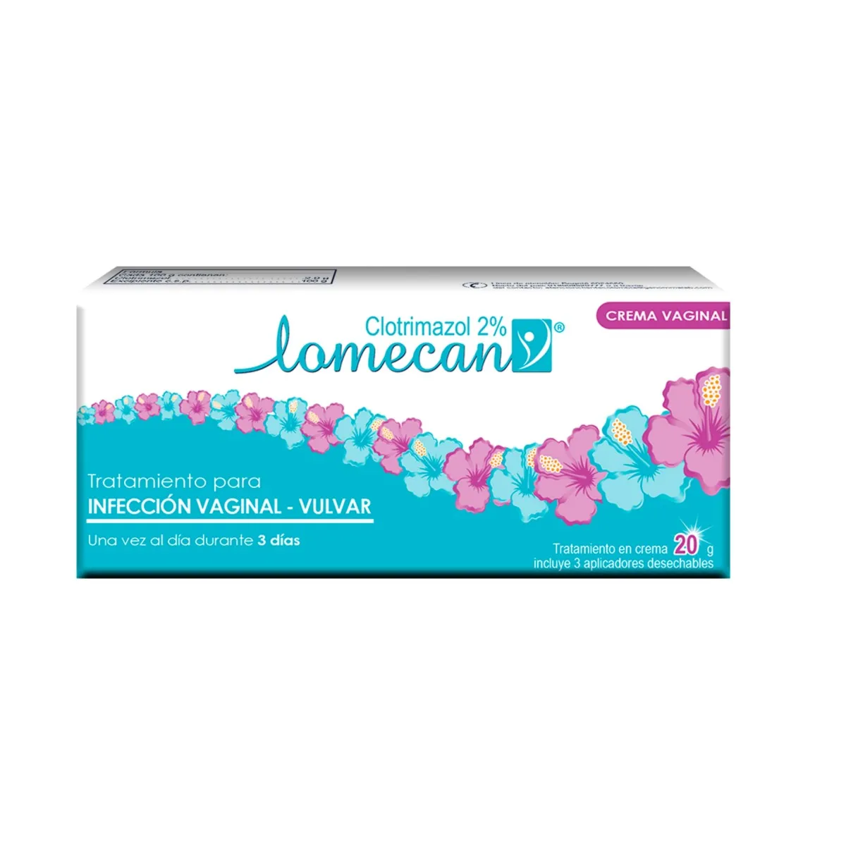Clotrimazol 2% LOMECAN Crema 3 Dias C/20 g y 3 aplicadores