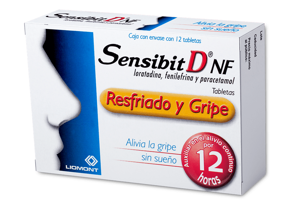Loratadina 2.5 mg / Fenilefrina 5 mg / Paracetamol 500 mg SENSIBIT D NF C/12 Tabs