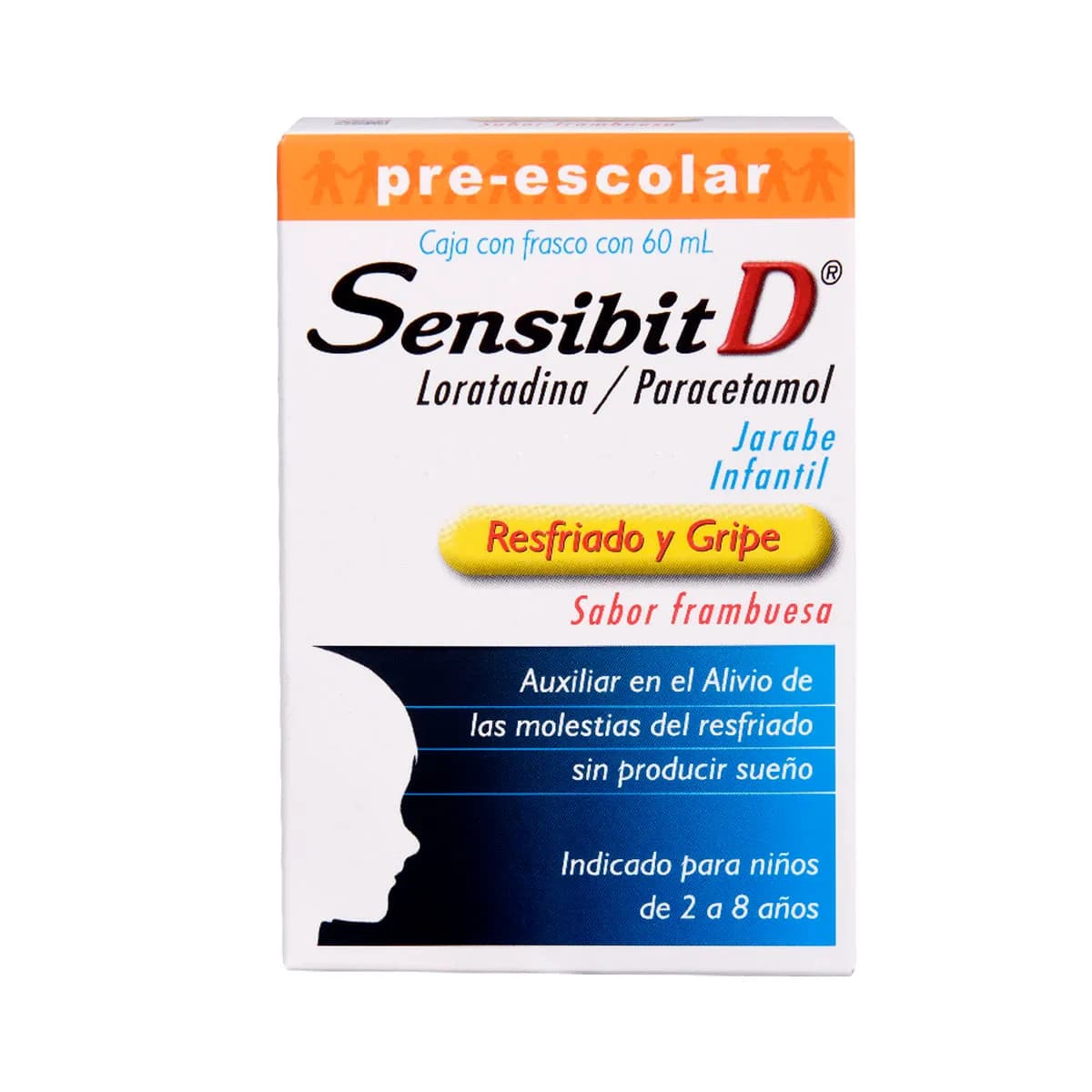 Loratadina 16.66 mg / Fenilefrina 33.33 mg / Paracetamol 3.20 g / 100 mL SENSIBIT D Infantil C/60 mL