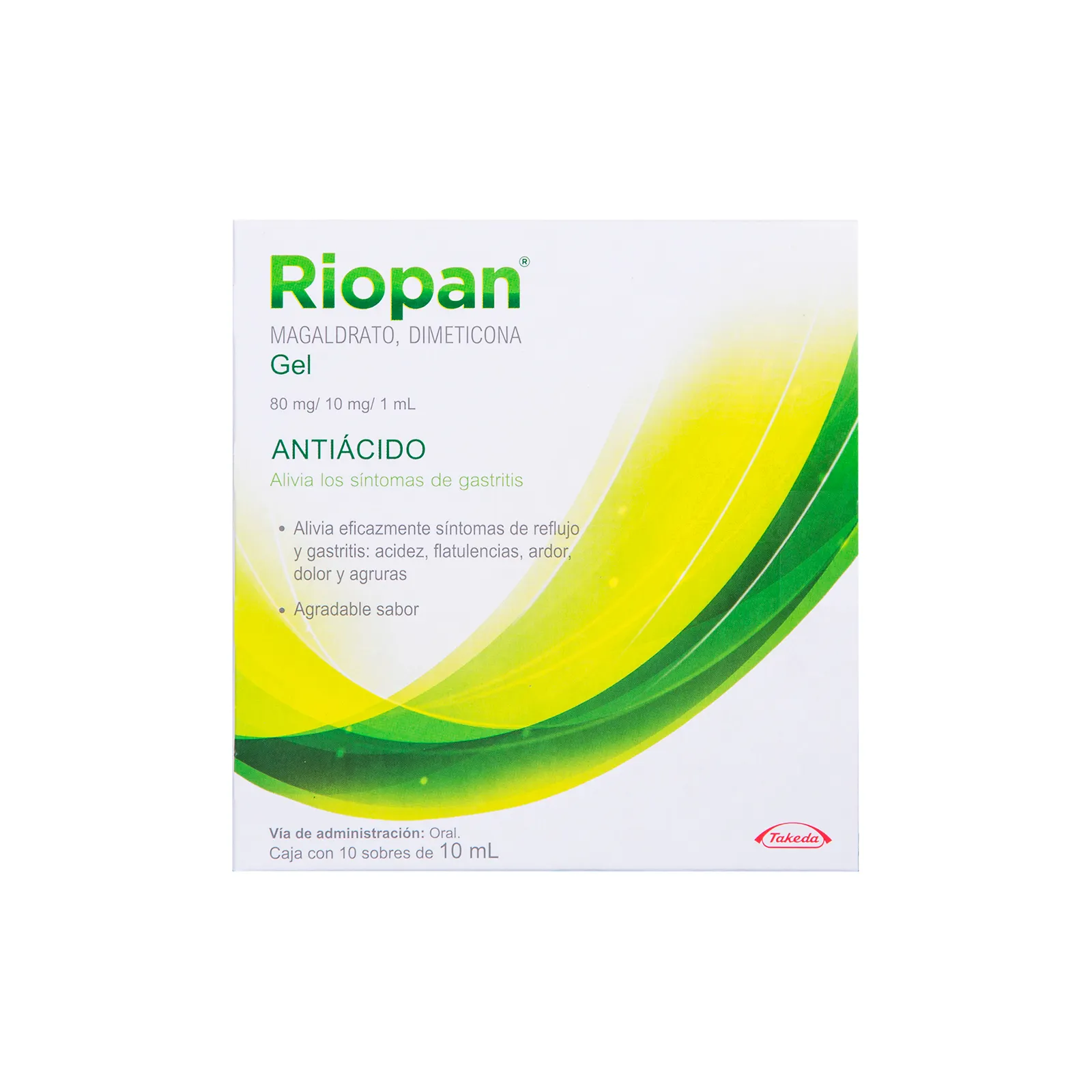 Magaldrato 80 mg / Dimeticona 10 mL RIOPAN C/10 Sobres