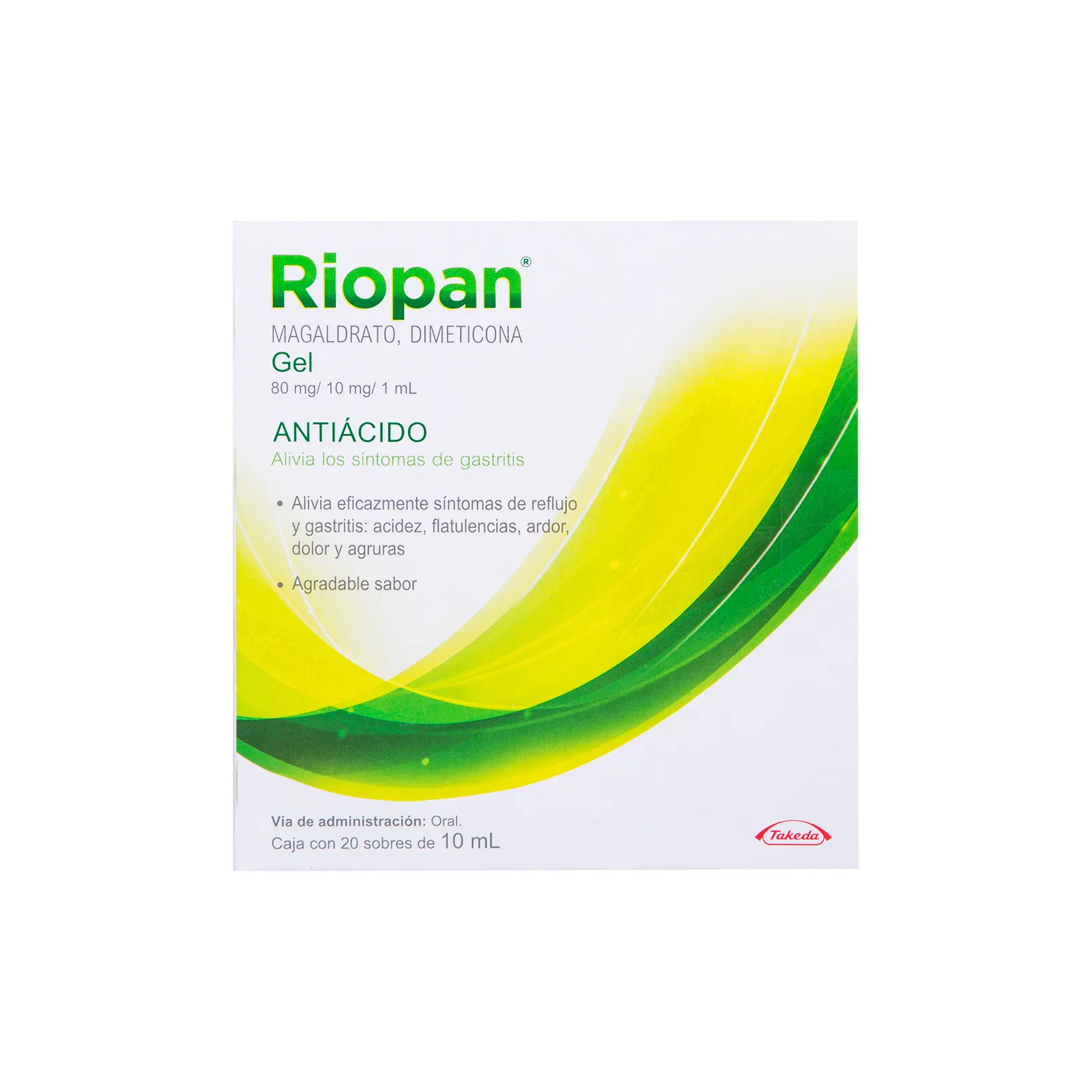 Magaldrato 80 mg / Dimeticona 10 mL RIOPAN C/20 Sobres