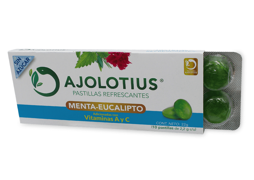 Pastillas Ajolotius Menta-Eucalipto Sin Azúcar C/10 Piezas